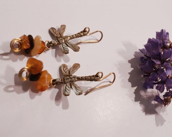 Bronze dragonflies earrings