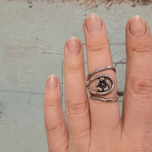 Arthritis finger splint for bending sideways handmade hammered sterling silver 925 textured ring