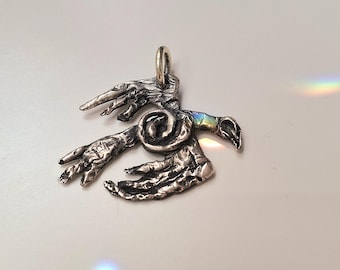 Shamanic Bird Spirit Pendant | Bronze Ritual Amulet Necklace | Mystical Totem Jewelry | Handmade Spiritual Necklace for Protection & Guidanc
