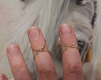 Handmade Hammered  Finger Splint Ring: Sterling Silver 925, Brass, or Copper