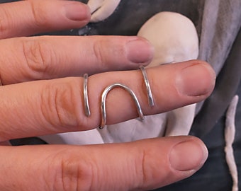 Arthritis-Fingerschiene aus Sterlingsilber 925 oder Messing, handgefertigter, gehämmerter, strukturierter Ring
