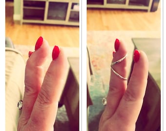 Handmade Hammered  Finger Splint Ring: Sterling Silver 925, Brass, or Copper