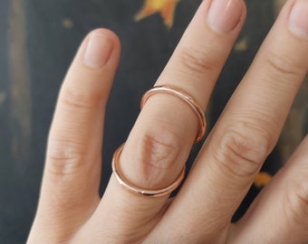 Hammered  Finger Splint Ring: Sterling Silver, Brass or Copper