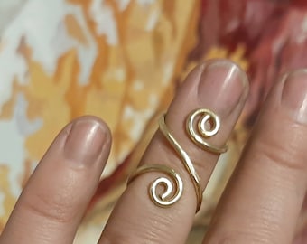 Finger splint sterling silver 925 or brass adjustable handmade hammered ring