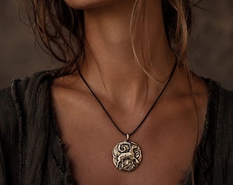 Shamanic Ram Pendant Necklace • Pagan Goat Talisman • Rustic Sterling Silver Amulet • Witchcore Forest Jewelry • Handmade Spiritual Pendant