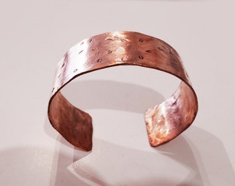 Hammered Copper Cuff Bracelet: Adjustable Boho Unisex Design