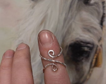 Arthritis finger splint brass or sterling silver hammered textured ring