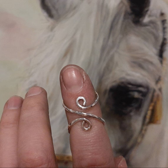 Arthritis finger splint brass or sterling silver hammered textured ring
