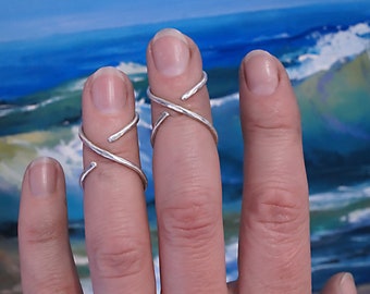 Arthritis finger splint sterling silver, brass or copper adjustable handmade  hammered textured ring 1 piece