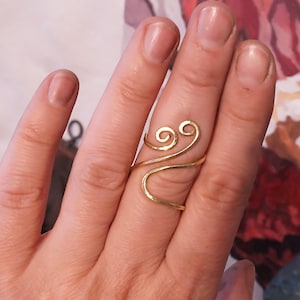 Finger splint sterling silver 925 or brass handmade hammered ring "Two Swans"