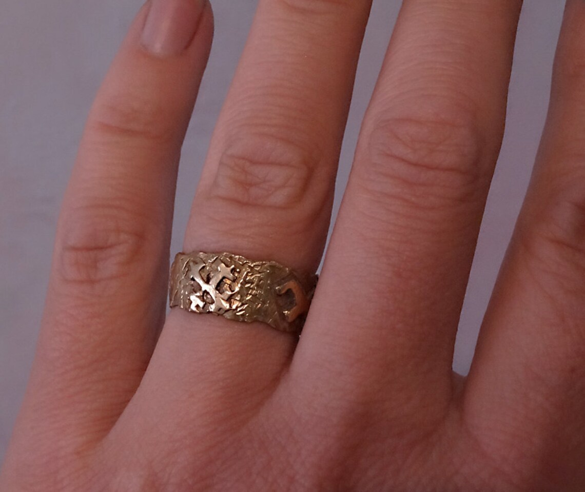 Latvian ring Bronze antique ring pagan symbols men women | Etsy