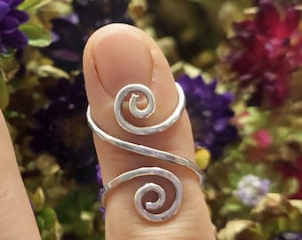 Sterling Silver Finger Splint Ring: Handmade Adjustable Support