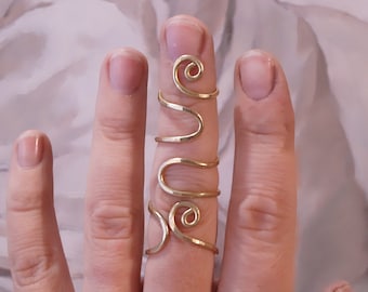 Full finger splint for both joints ring adjustable brass