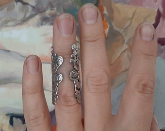 Sterling Silver 925 Full Finger Splint Ring for both  knuckles: Klimt Tree Inspired