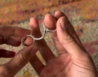 Triple splint ring textured silver 925 hammered Support