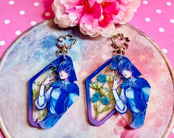 Acrylic Keychain [FFXIV] Meteion inspired design with REAL dried flowers!