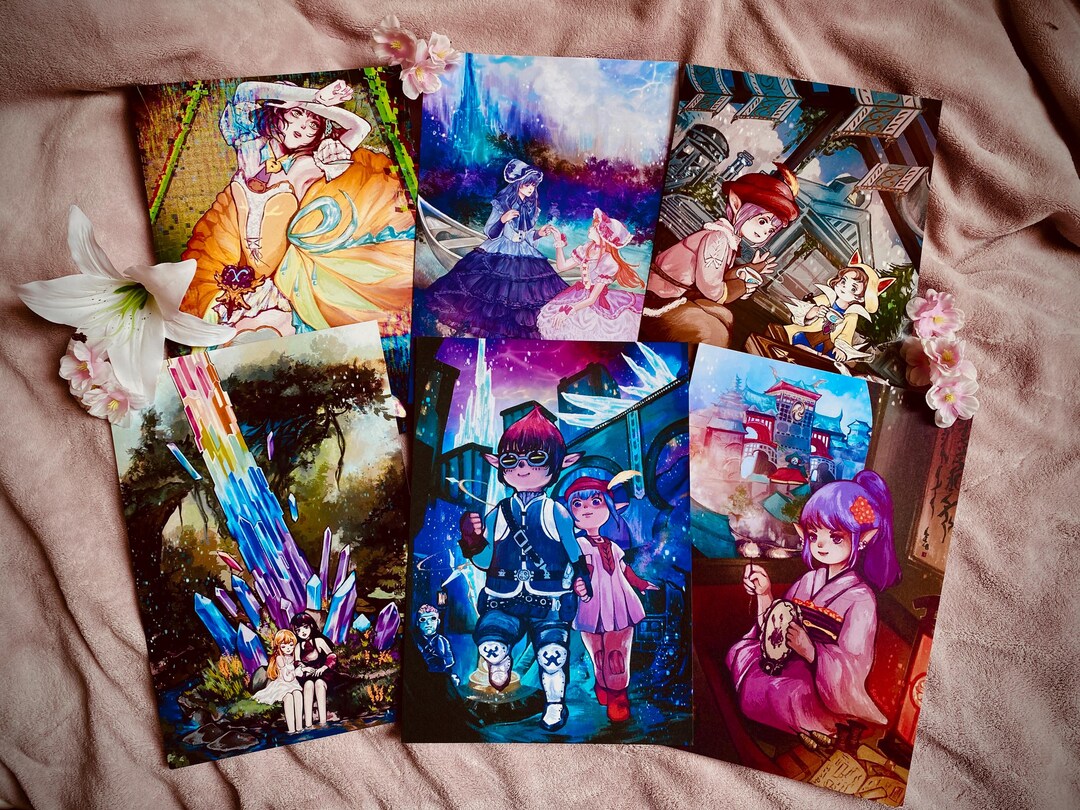 Gaia Ryne ART PRINTS / FFXIV Gaia & Ryne, Sphene, Tataru, Wedge, Krile, Endsinger ...