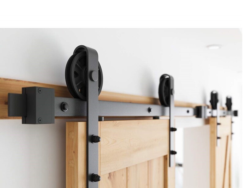 Heavy Duty Double Barn Door Hardware Kit Smooth and Quiet Etsy