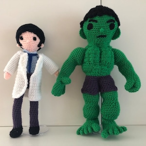 Amigurumi doll crochet pattern scientist in green monster costume pdf