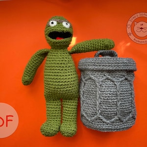 Amigurumi doll crochet pattern monster in trash can pdf