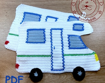Crochet pattern Potholder Caravan pdf