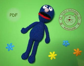 Amigurumi doll crochet pattern Blue Monster pdf