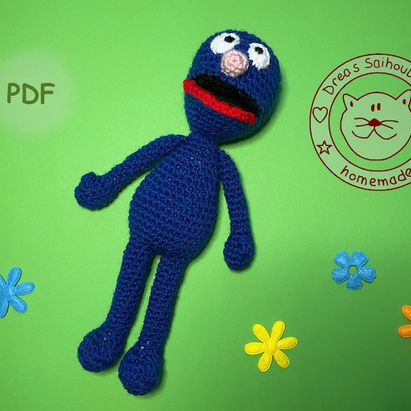 Amigurumi doll crochet pattern Blue Monster pdf
