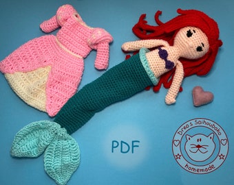 Amigurumi doll crochet pattern Ariel pdf