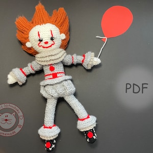 Amigurumi doll crochet pattern Creepy Clown pdf