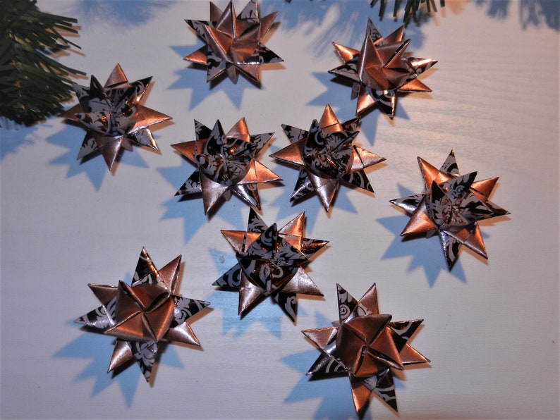 9 Fröbel stars copper-white 4 cm stars Christmas Advent table decoration image 1
