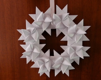 Fröbelsterne  Kranz *  22 cm * Sterne Deko Weihnachtsdeko Advent Papier weiß