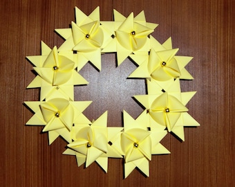 Fröbelsterne  Kranz *  20 cm * Sterne Deko Weihnachtsdeko Advent Papier gelb