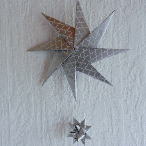 Mobile Sterne Sternenkette Fröbelsterne Fensterdeko Weihnachten Advent Perlen Papier