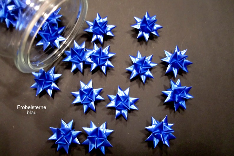 20 Fröbelsterne mittelblau 4 cm Sterne Advent Weihnachten Tischdeko Bild 2