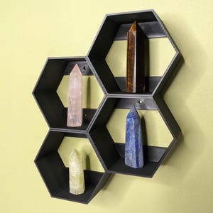 murales hexagonales modernes | Étagères flottantes géométriques | 4&quot; 6&quot; 8&quot; | Plusieurs options de montage | Décoration d&#39;intérieur moderne | Rangement imprimé en 3D