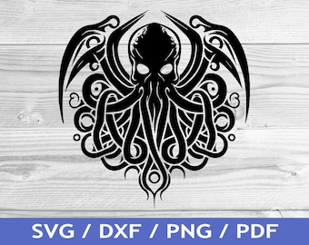 Cthulu SVG Cut Out / Sea Monster Cricut Design / Cthulu T Shirt Design / Laser File / Sublimation Print / SVG Stencil / Tattoo