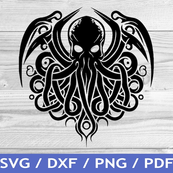 Cthulu SVG Cut Out / Sea Monster Cricut Design / Cthulu T Shirt Design / Laser File / Sublimation Print / SVG Stencil / Tattoo