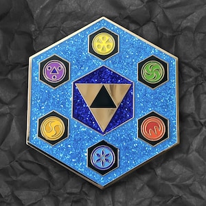 Chamber of Sages Enamel Pin - Legend of Zelda Ocarina of Time Collectible Pin, Triforce Video Game Brooch, Gold Metal, Gamer Gift