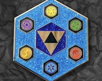 Chamber of Sages Enamel Pin - Legend of Zelda Ocarina of Time Collectible Pin, Triforce Video Game Brooch, Gold Metal, Gamer Gift