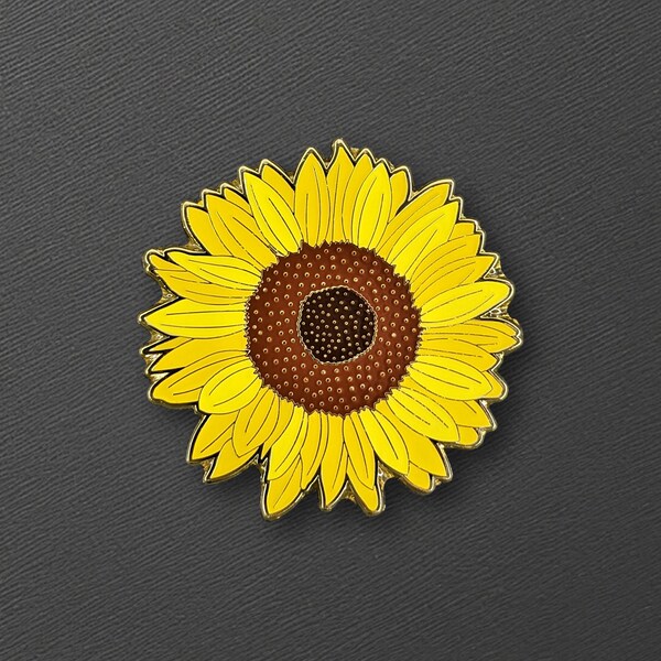 Sunflower Enamel Pin | Collectible Lapel Pin, Flower Blossom, Floral Brooch / Badge, Gold Metal