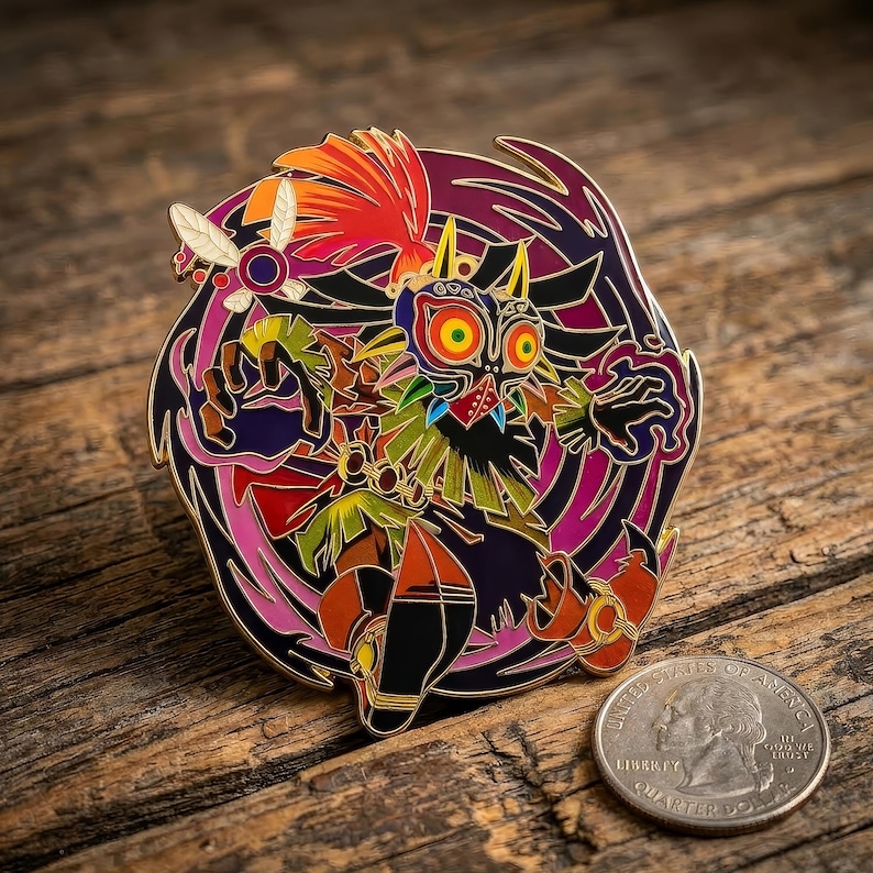 Skull Kid Enamel Pin | The Legend Of Zelda Majora's Mask Pin, N64 Video Game Badge/Brooch image 2