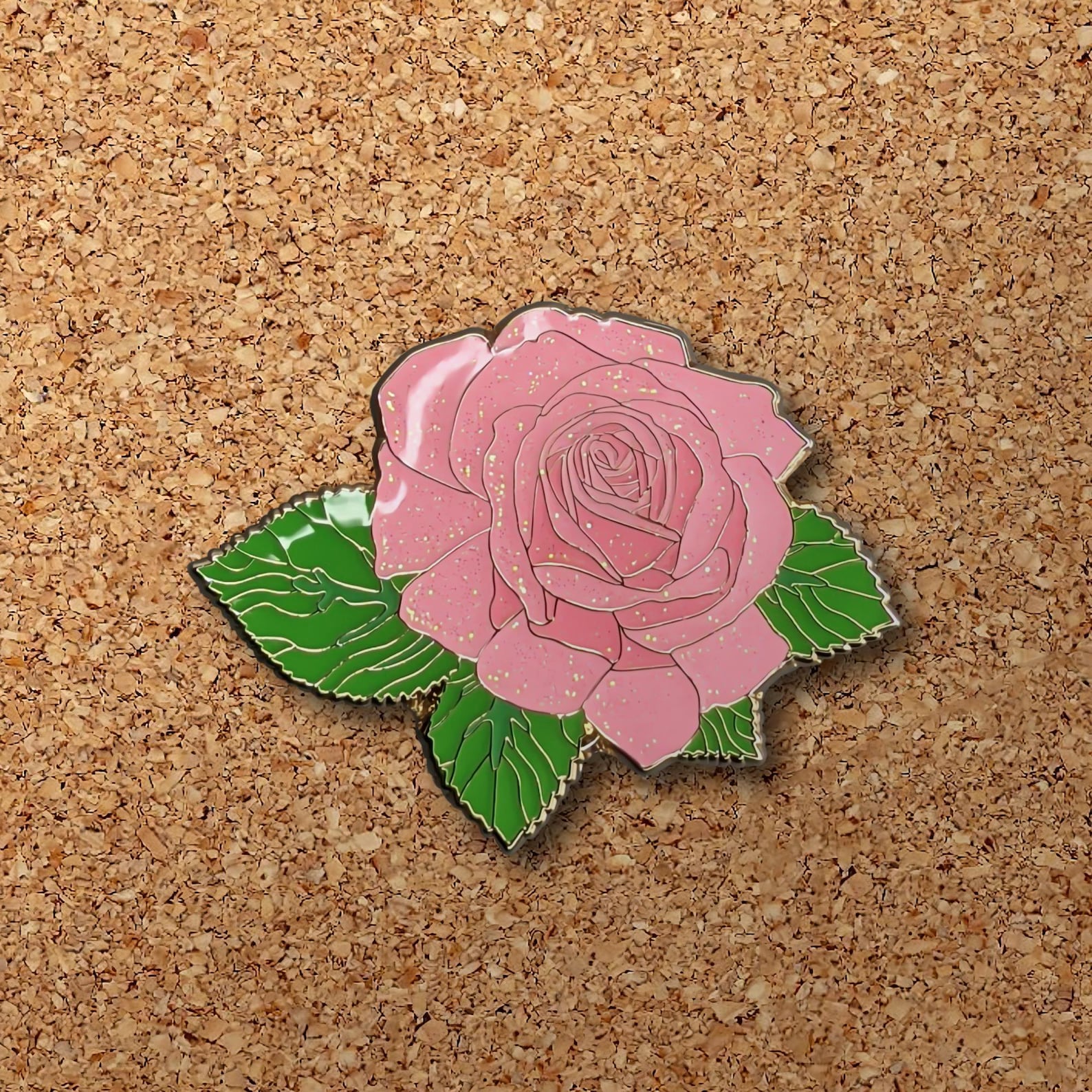 Pink Convertable Pin Pink Rose Enamel Pin | Glitter Floral Lapel Pin | Gold Rose Brooch ...