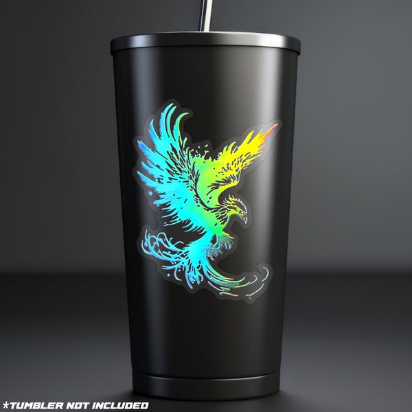 Phoenix Foil Sticker | 3" Iridescent Rainbow Foil Decal, Clear Waterproof Vinyl Decal, Vinyl Sticker, Laptop, Water Bottle