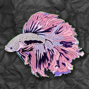 Betta Fish Enamel Pin (Pink Cloud) - Collectible Lapel Pin, Siamese Fighting Fish, Rainbow Anodized Brooch, Perfect Gift for Fish Lovers