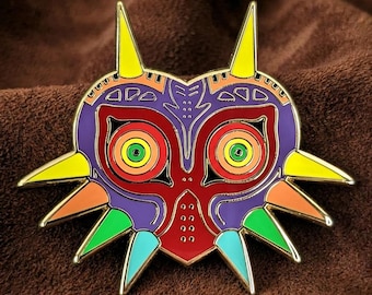 ムジュラの仮面ピンバッジ - ゼルダの伝説 エナメルピンバッジ、スカルキッド ラペルピンバッジ、ニンテンドー64 ゲーマーギフト、コレクターズアイテム ラペルピンバッジ、ゴールドメタルバッジ
