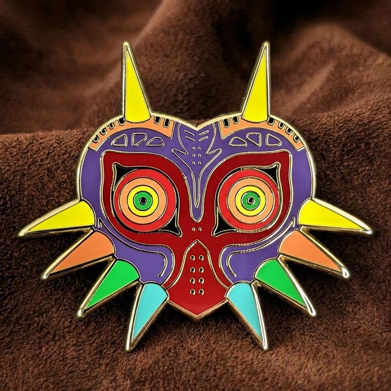Majora’s Mask Pin – Legend of Zelda Enamel Pin, Skull Kid Lapel Pin, Nintendo 64 Gamer Gift, Collectible Lapel Pin, Gold Metal Badge image 1