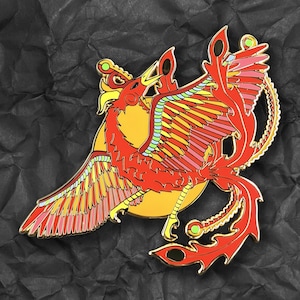 Zhuque, The Vermilion Bird Enamel Pin | Chinese Phoenix | Limited Edition 500 | Japanese Mythology Lapel Badge | Asian Collectible