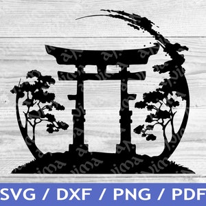 鳥居 SVG 切り抜き / 日本の Cricut デザイン / 竹ベクター / 神道ベクター / レーザー ファイル / 昇華プリント / SVG ステンシル / タトゥー