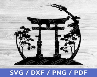 Torii Gate SVG Cut Out / Japanese Cricut Design / Bamboo Vector / Shinto Vector / Laser File / Sublimation Print / SVG Stencil / Tattoo