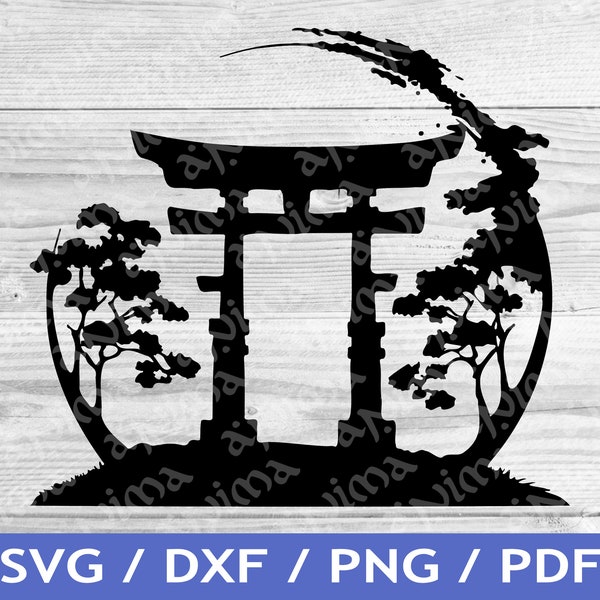 Torii Gate SVG Cut Out / Japanese Cricut Design / Bamboo Vector / Shinto Vector / Laser File / Sublimation Print / SVG Stencil / Tattoo